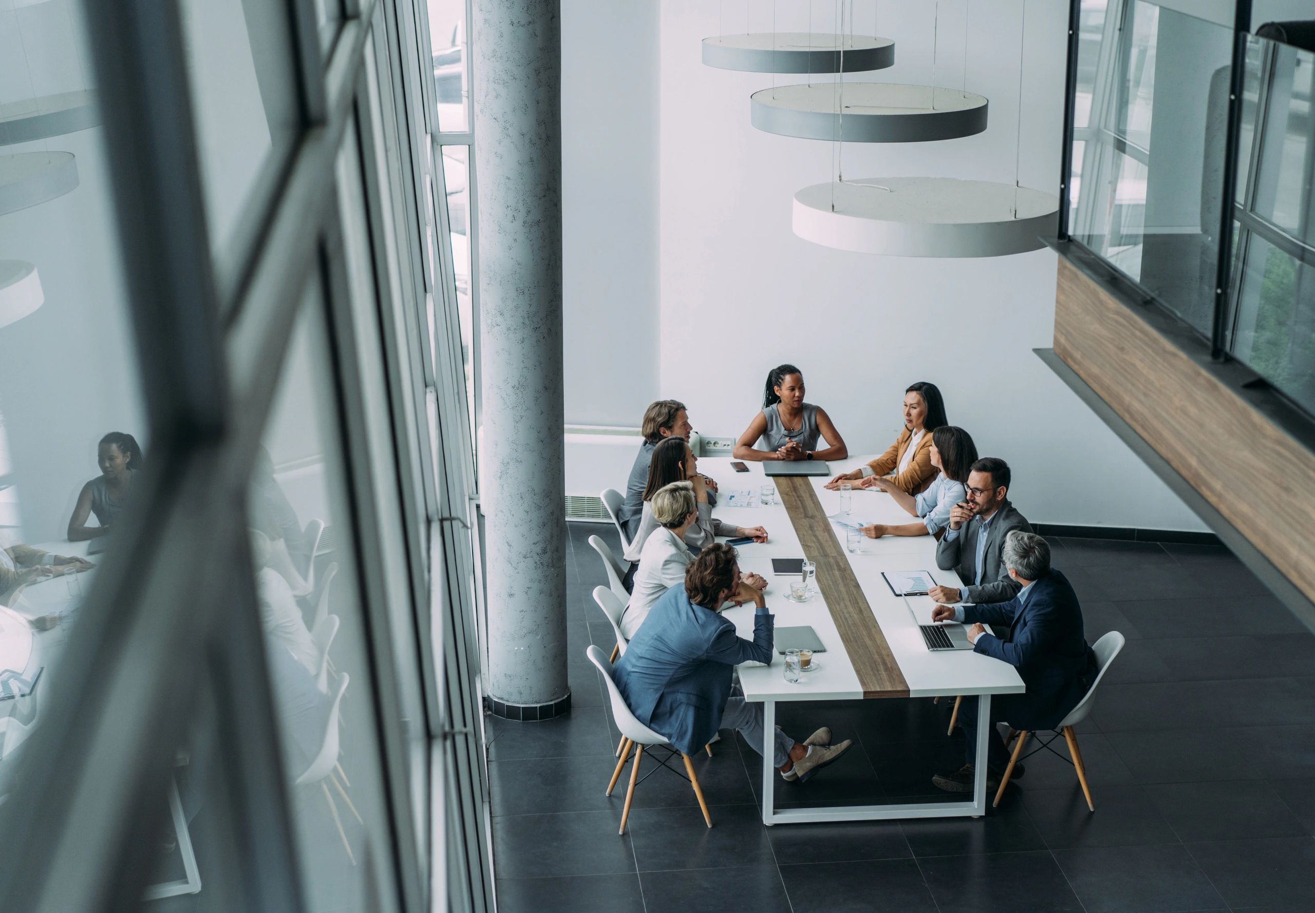 Executive team meeting in a modern boardroom